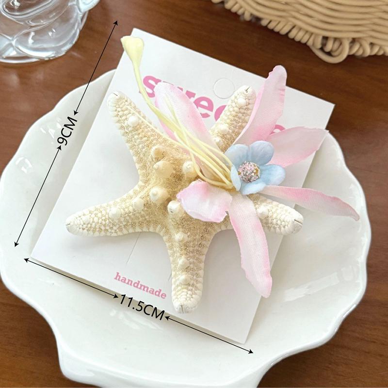 

Заколка для волос серии «Океан» Цветок Морская звезда Аксессуар для волос Креативная заколка-краб Морской туризм Отпуск Заколка для волос Украшение для волос девочки розовый