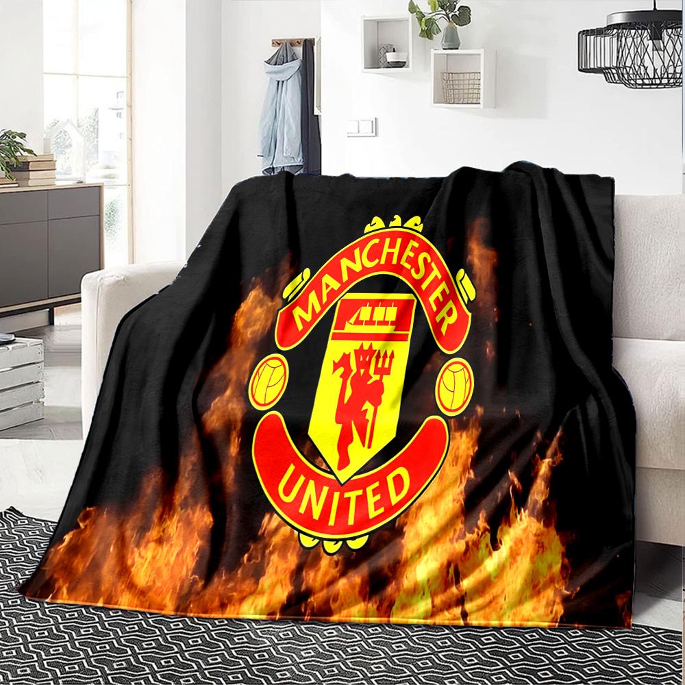 Coperta in Flanella con Stemma di Manchester, Morbido Poliestere, Design Moderno, Per Tutte le Stagioni per Campeggio, Viaggi, Regali per le Feste o Compleanni