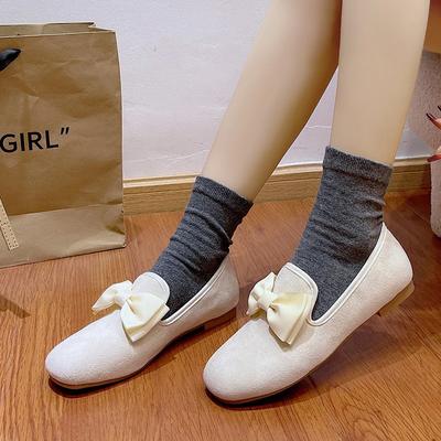 Fashion Spring Suede Bow Tie Flats Women Loafers Shoes 2024 New Fashion Sweet Casual Walking Shoes Square Toe Dress Shoessos