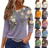 Women's Fashion Casual 3/4 Sleeve T,Shirt Printed Round Neck Pullover Top