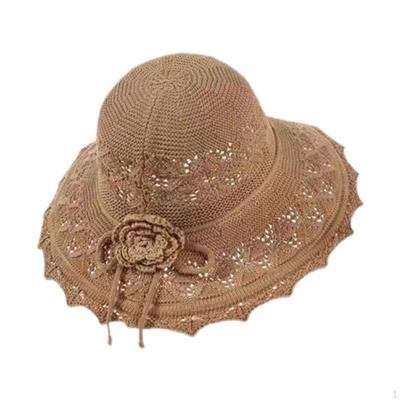 Chic Sun Hat with Delicate Floral Design for Women's Beach Trips