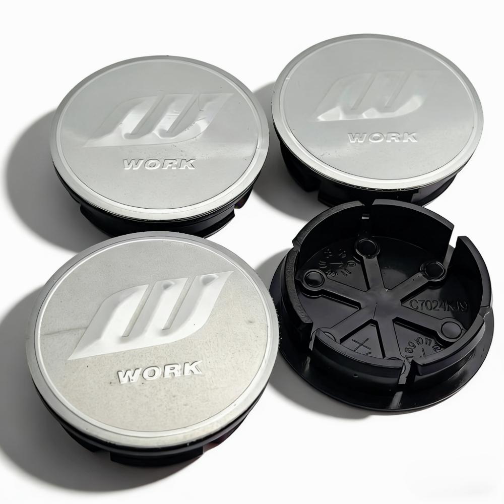 4pcs JDM W Work Logo Emblem Badge Car Wheel Center Caps 48MM 42MM Wheels Hub Cap Rim Hubcaps Dust Cover Replace Car Accessories