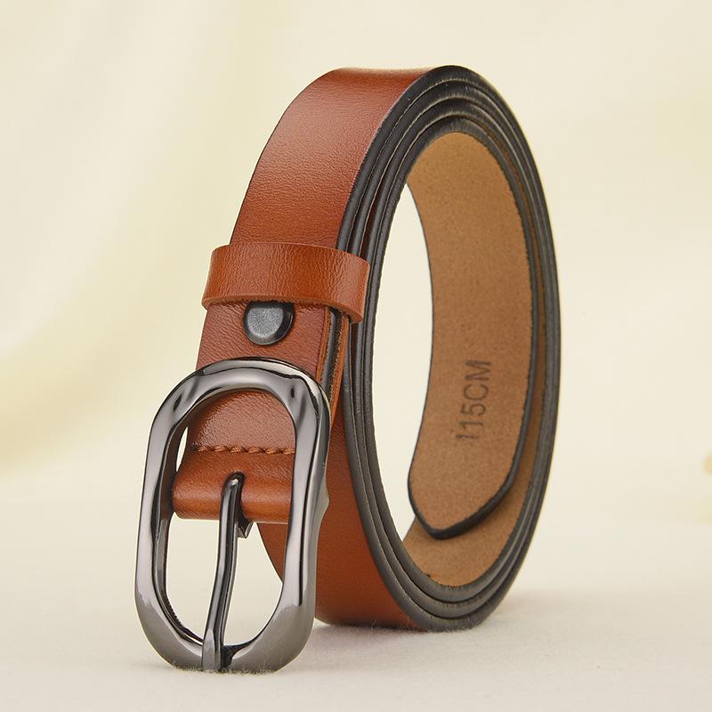 Ladies Cowhide Belt Alloy Pin Buckle Leather Belt Sun Buckle Casual Thin Belt