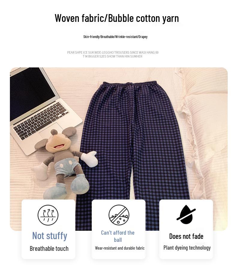 Women's Plus Size Bubble Cotton Pajama Pants - Lightweight, All-Season Strolling Wear