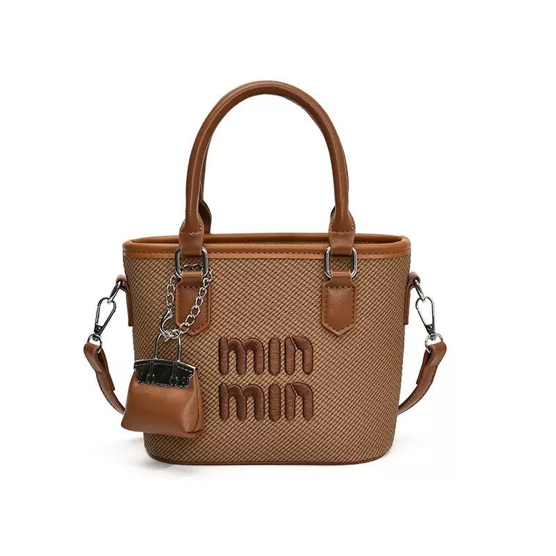 New Summer Beach Grass Woven Bag Women's Handbag Embroidered Thread Fashion Crossbody Bag Women's Unique Design Shoulder Bag