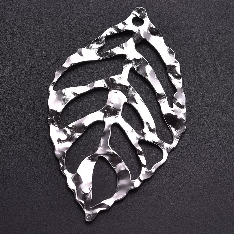6pcs Silver Color Plant Tree Leaf Flower Charms For Jewelry Making Earring Necklace Connector Stainless Steel Charm Pendant Bulk