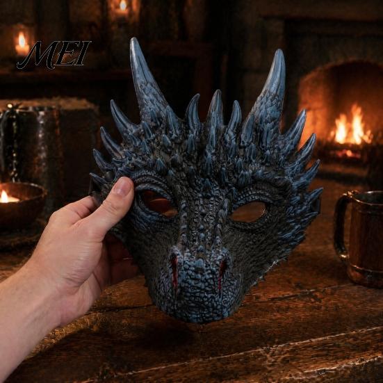 Breathable Cosplay Props for Adults Dragon Masque Adults, Halloween 3D Detailed Comic Exhibition Headgear Full Face Festival, Carnival Masquerade