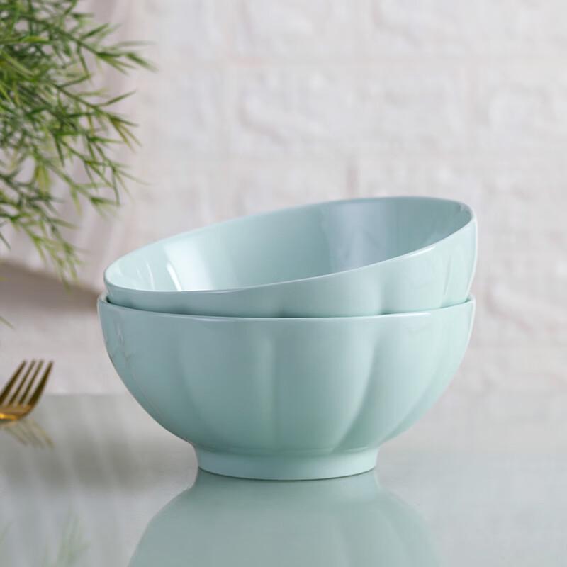 Керамические суповые тарелки-тыквы Хаоя Цзиндэчжэнь, подглазурная селадоновая керамика, 7 дюймов, набор из 2 штук