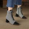 Fashion 2025 Microfiber Women Boots HOT SALES Autumn Shoes for Women Winter Handmade Boots Square Toe Chunky Heel Shoes Zapatos Mujer