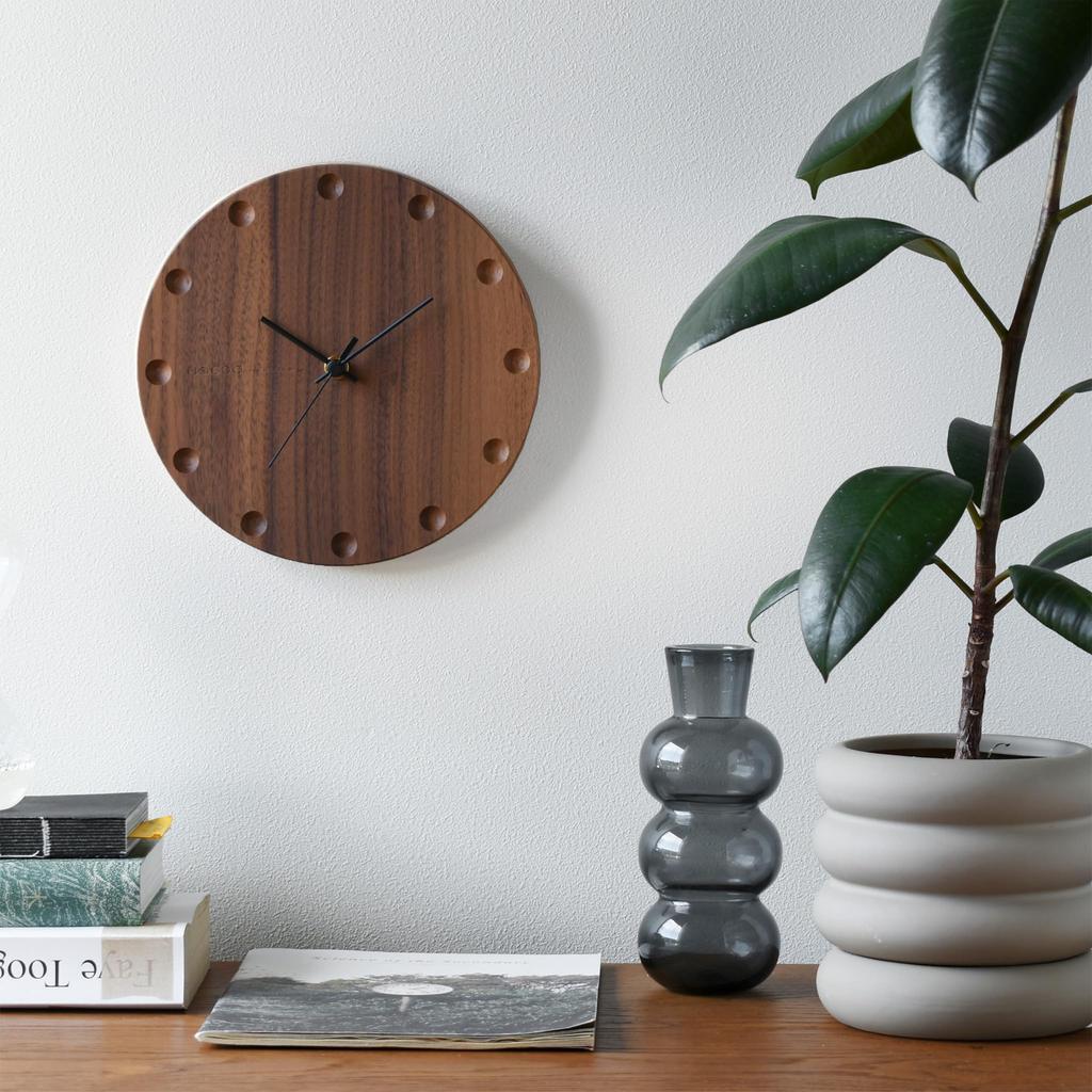 Hacoa Wall Clock Walnut Round-W H150-W