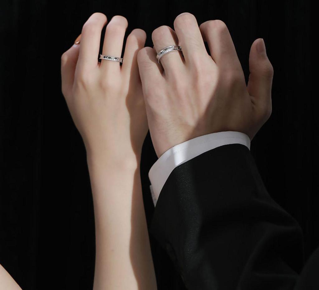 Dopamine Endorphin Sterling Silver Matching Couple Rings - Women's and Men's Gift for Girlfriend, Christmas Edition