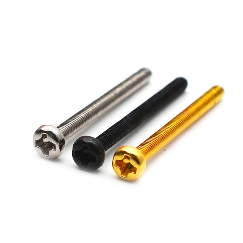 Guitar Bridge Replacement Screws, 10Pcs Metal Fasteners with Rounded Pan-Style Head and Fully Threaded Shafts for Mounting