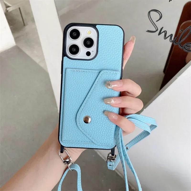 Wallet  with Card Holder Crossbody Phone Case for IPhone 13 12 Mini 16E 16 15 Plus 14 11 Pro Max Pu Leather Protective Cover