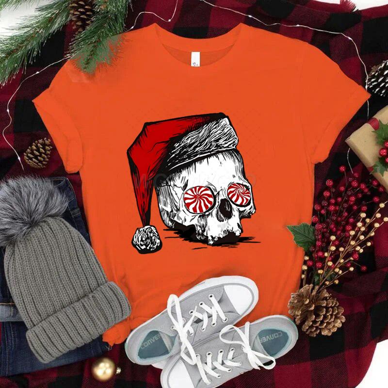 Streetwear Skeleton Christmas T Shirt Santa Skull Harajuku Fashion Shirts FeUnisexUnisex Merry Christmas Vintage T Shirts for Unisex