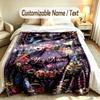 Floral Garden Theme Soft Blanket Personalized Custom Name Text Print Warm Blanket Home Sofa Bedroom Decor