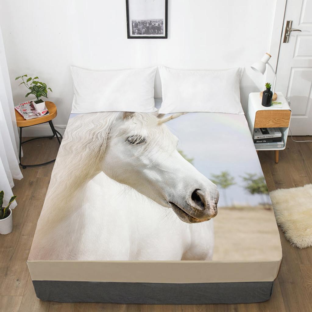Animal Pattern Fitted Sheet 3D Printed Mattress Cover Elastic Band Bed Sheet Bedding Single Piece