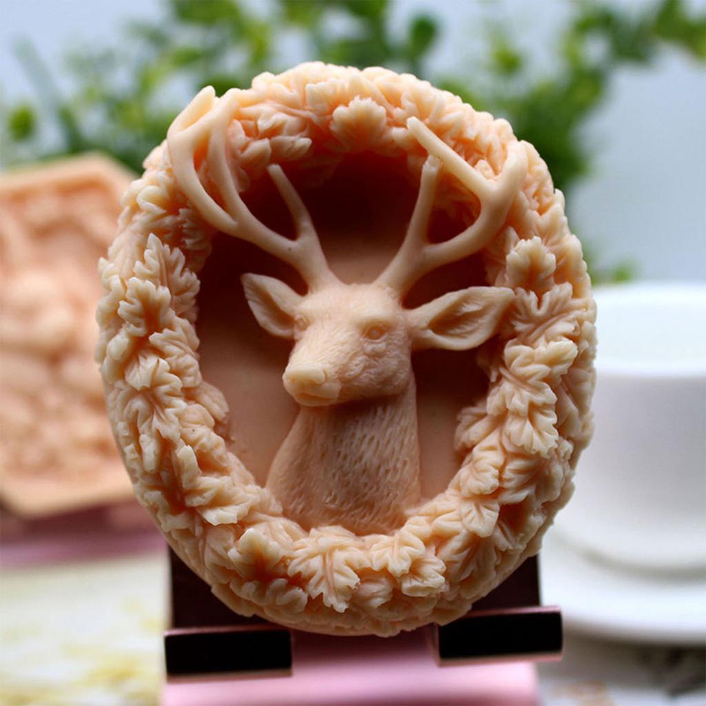 Moldes de Sabão de Silicone Formato de Guirlanda de Veado de Natal Artesanato DIY Moldes de Sabão Artesanais Moldes de Vela Suprimentos para Fazer Sabão Manual