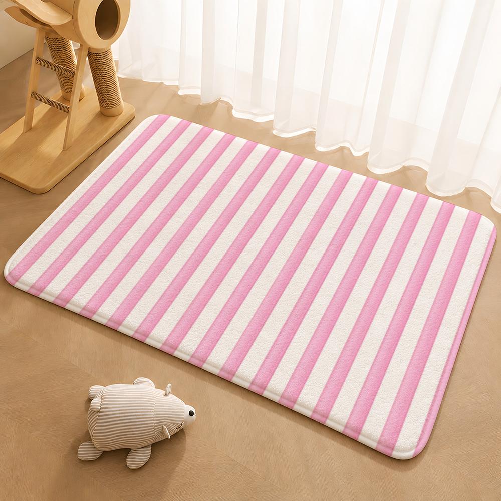 Colorful Striped Pattern Floor Mat Floor Mat Soft Flannel Non-Slip Door Rug for Living Room