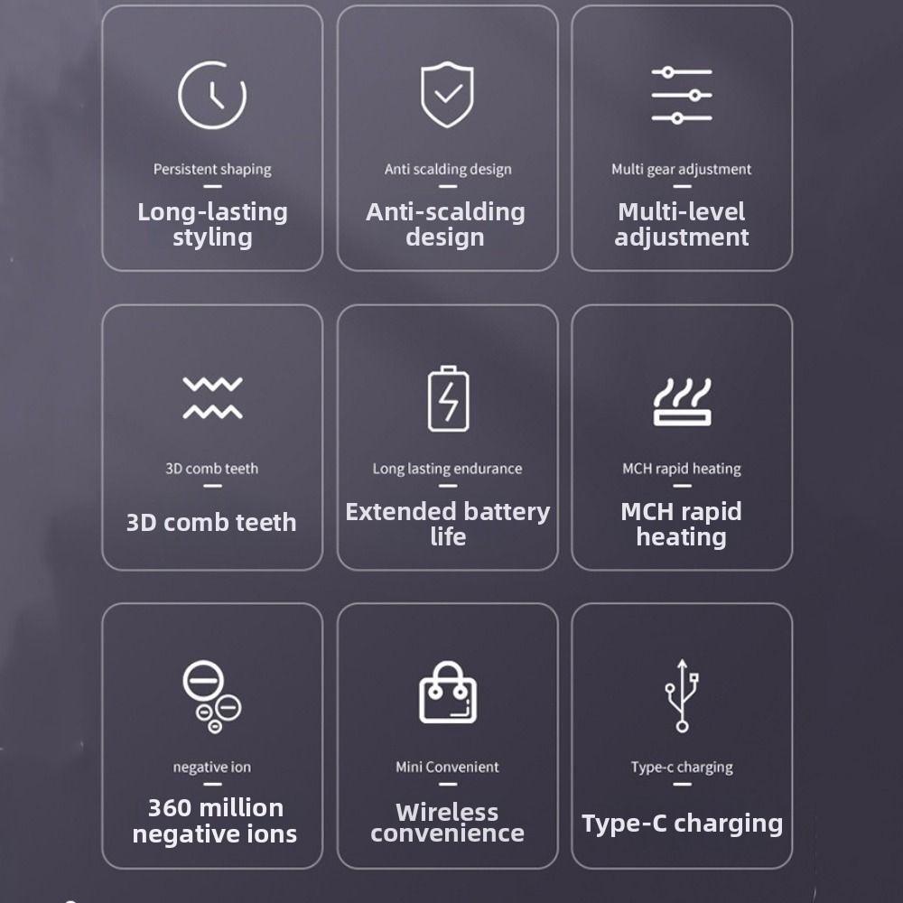 Dual-Function Operation Electric Hair Straightener Brush USB Charging Hair Brush  Personal Care