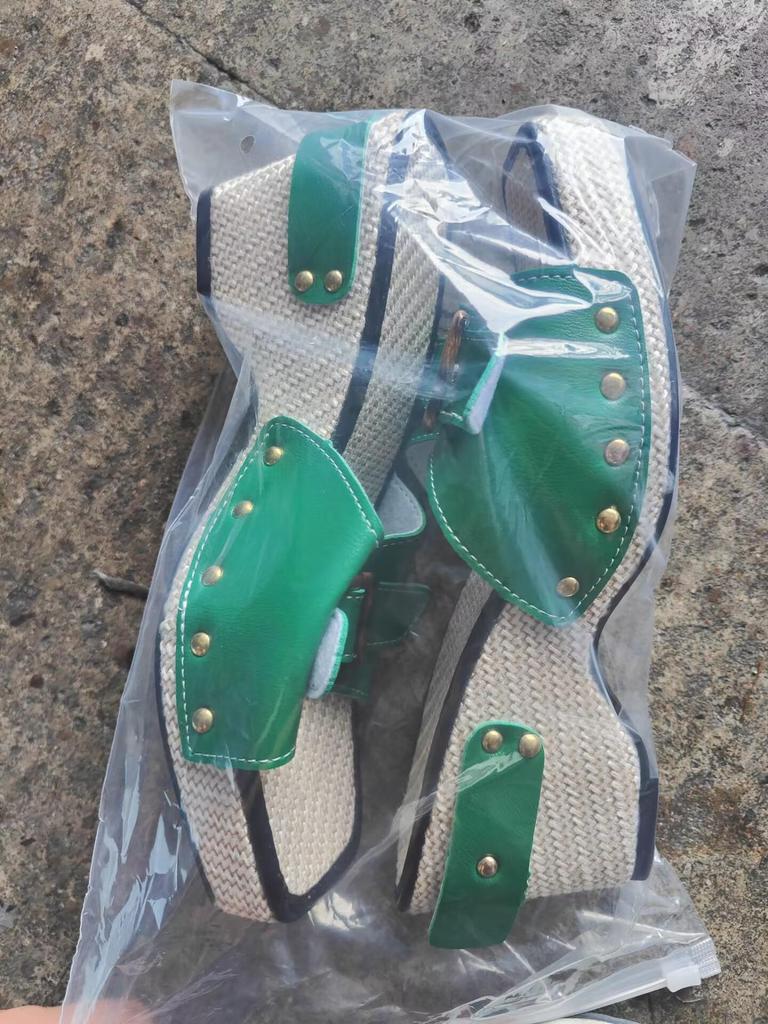 Temu Plus Size Women's Wedge Platform Sandals with Metal Buckle and Rivet Strap - Summer Beach Shoes