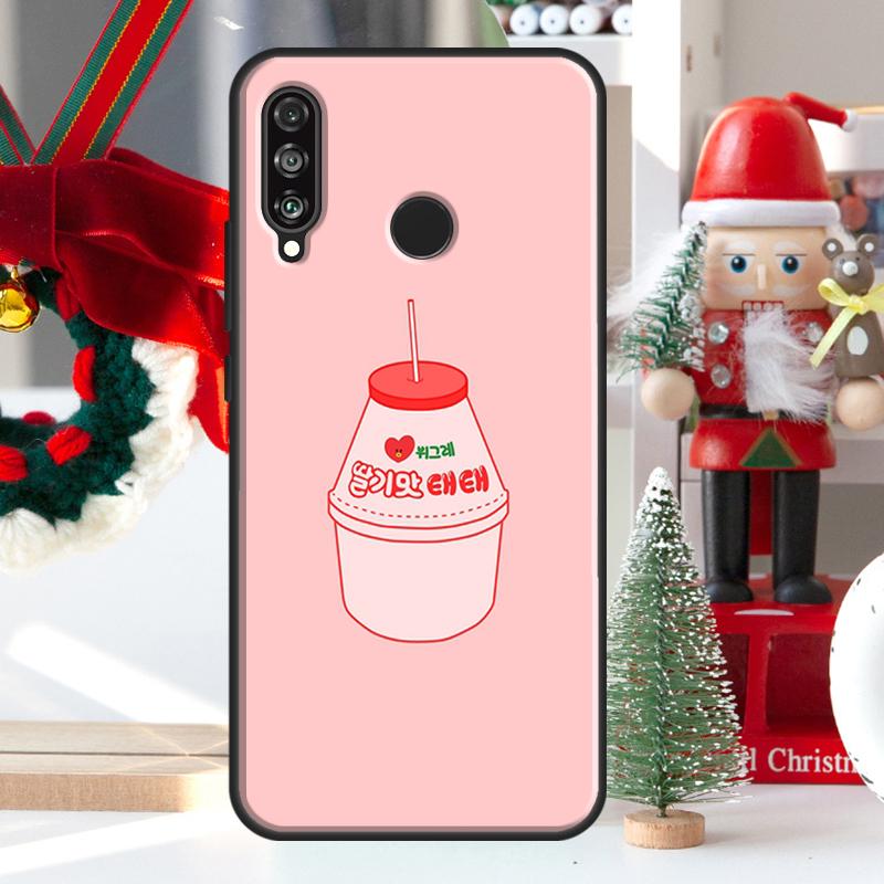 Kawaii Strawberry Milk For Huawei Nova 7i 8i 11i 12i 12s Y73 Y70 Y90 Y60 Y72 Y61 Y91 9 10 SE P30 Pro P40 Lite Case