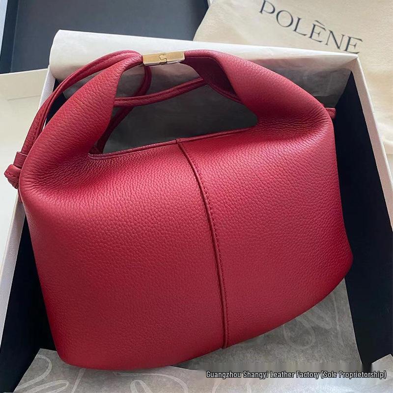 Brand de nișă POEIVE Franța Geantă de lux pentru femei din piele de vacă, de umăr și crossbody cu lanț, tip cutie de prânz