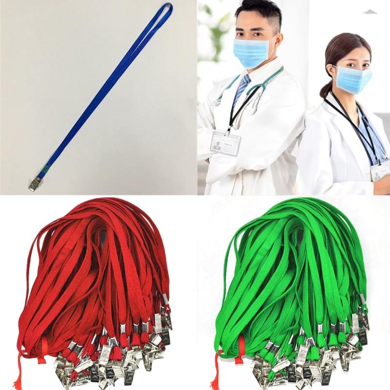 100 Pcs Lanyard with Clip Safety Lanyards Flat Neck Lanyard Neck Straps Black Lanyards for School Activity Classroom