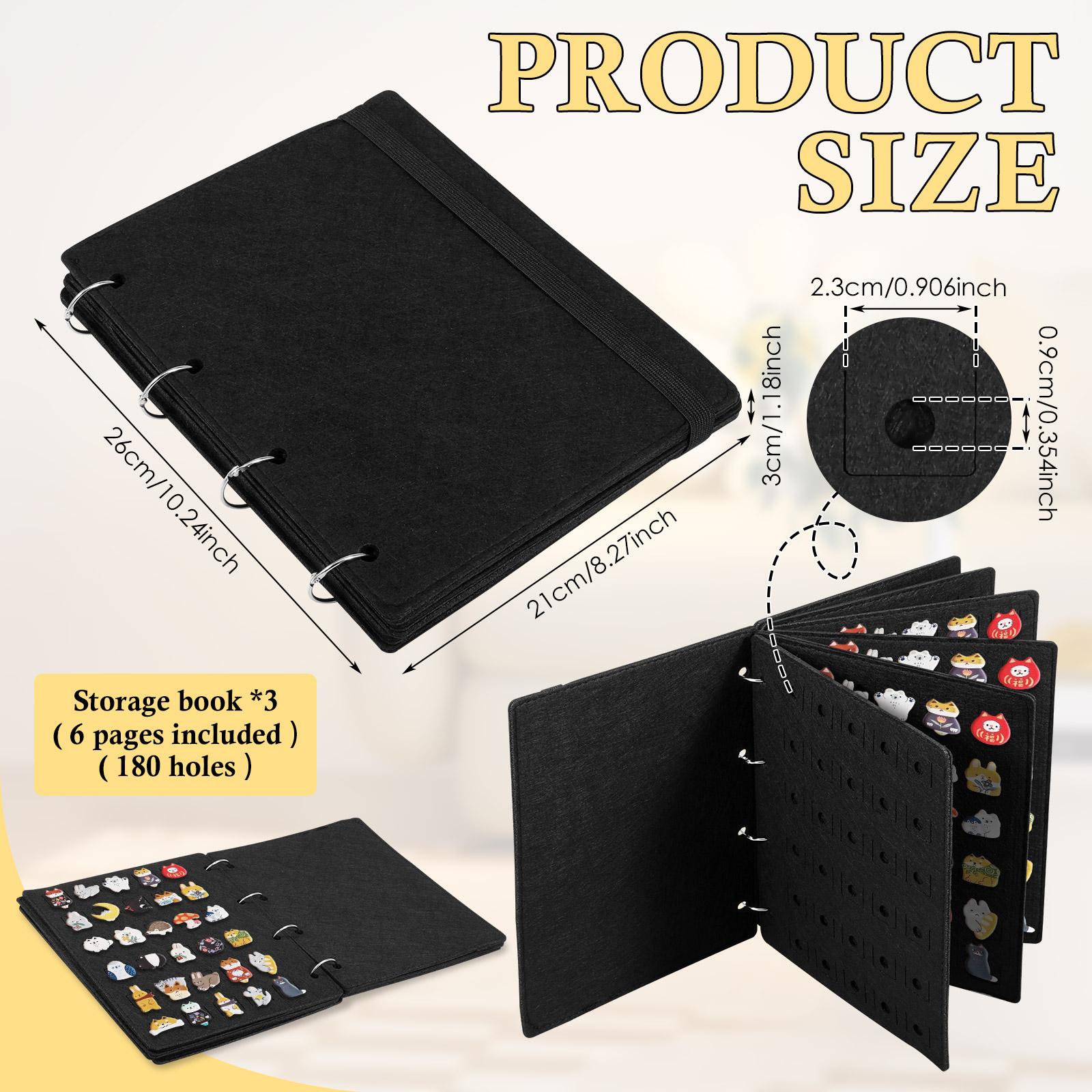 

3 шт. Книга для хранения и демонстрации фетровых значков-брошей, 6 страниц, органайзер для шармов в виде обуви, буклет с 180 отверстиями, папка-органайзер для значков и шармов, сделай сам