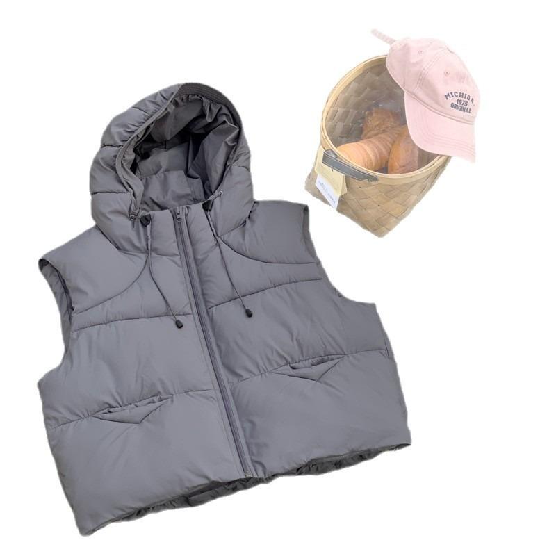 Baumwollweste Damen Herbst und Winter Neu Student Kapuzenweste Verdickte Baumwollweste Baumwollweste Kurze Weste