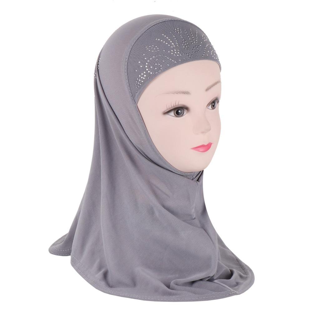 with Crystal Flower Pattern Muslim Headscarf Fit 2-6 Years Old Hat Scarves Islamic Scarf
