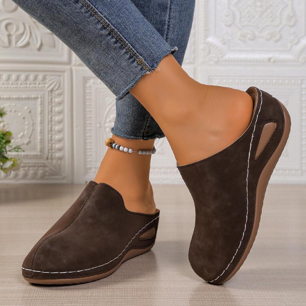 2025 Women's Plus Size Round-Toe Thick-Soled Backless Breathable Summer Slippers