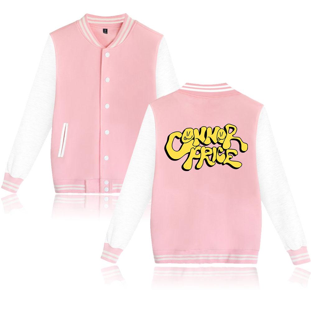 

Fashion Connor Price Jacket Women Men Oversized Baseball Coat Jacket Female Streetwear Spring Autumn Bomber Outwear XXS рожевий
