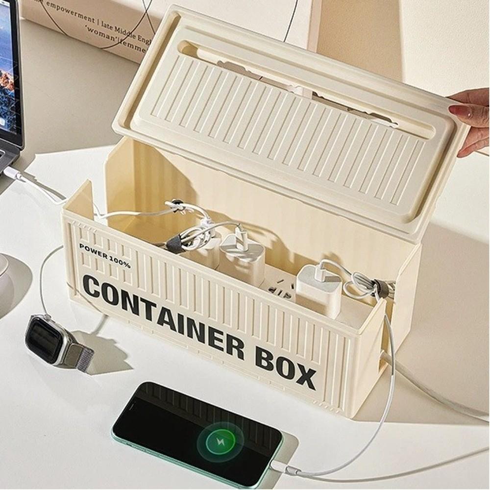 Desktop Decoration Power Strip Organizer Box Plastic Dustproof Management Storage Case Home Organization Tool Space Saving