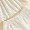 Girls Suit Summer Fashion Children Style Flower Crochet Spaghetti Strap Tops and Shorts Two-piece Girls Clothing Sets