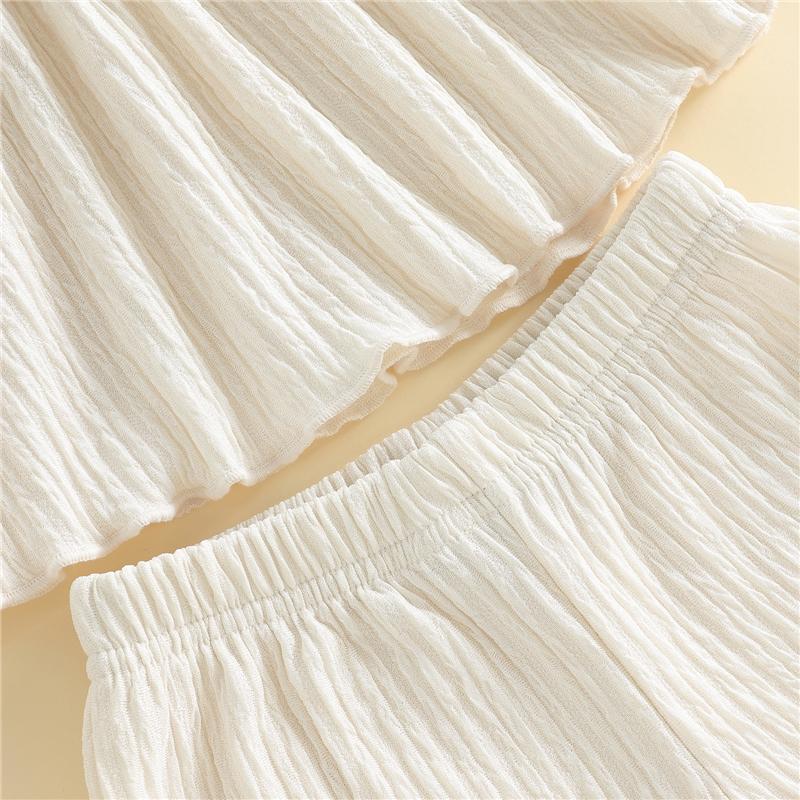Girls Suit Summer Fashion Children Style Flower Crochet Spaghetti Strap Tops and Shorts Two-piece Girls Clothing Sets