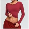 New Backless Yoga Suit Long Sleeved Women'S Slimming Short Fit Tight Sports Top Quick Drying Running Fitness T-Shirt