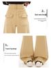 Women's High-Waist Khaki Micro-Flare Jeans - Slimming, Loose Fit, Floor-Length for Spring/Autumn.