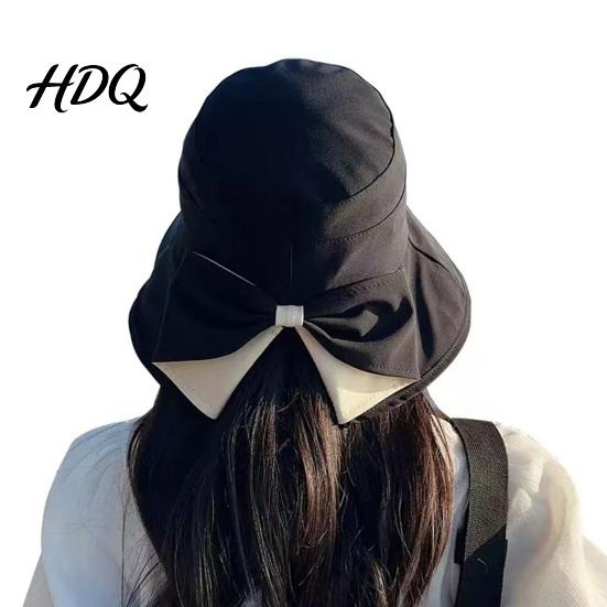 Bow Detail Bucket Hat Women Summer Sun Hat Back Bowknot Fisherman Wide