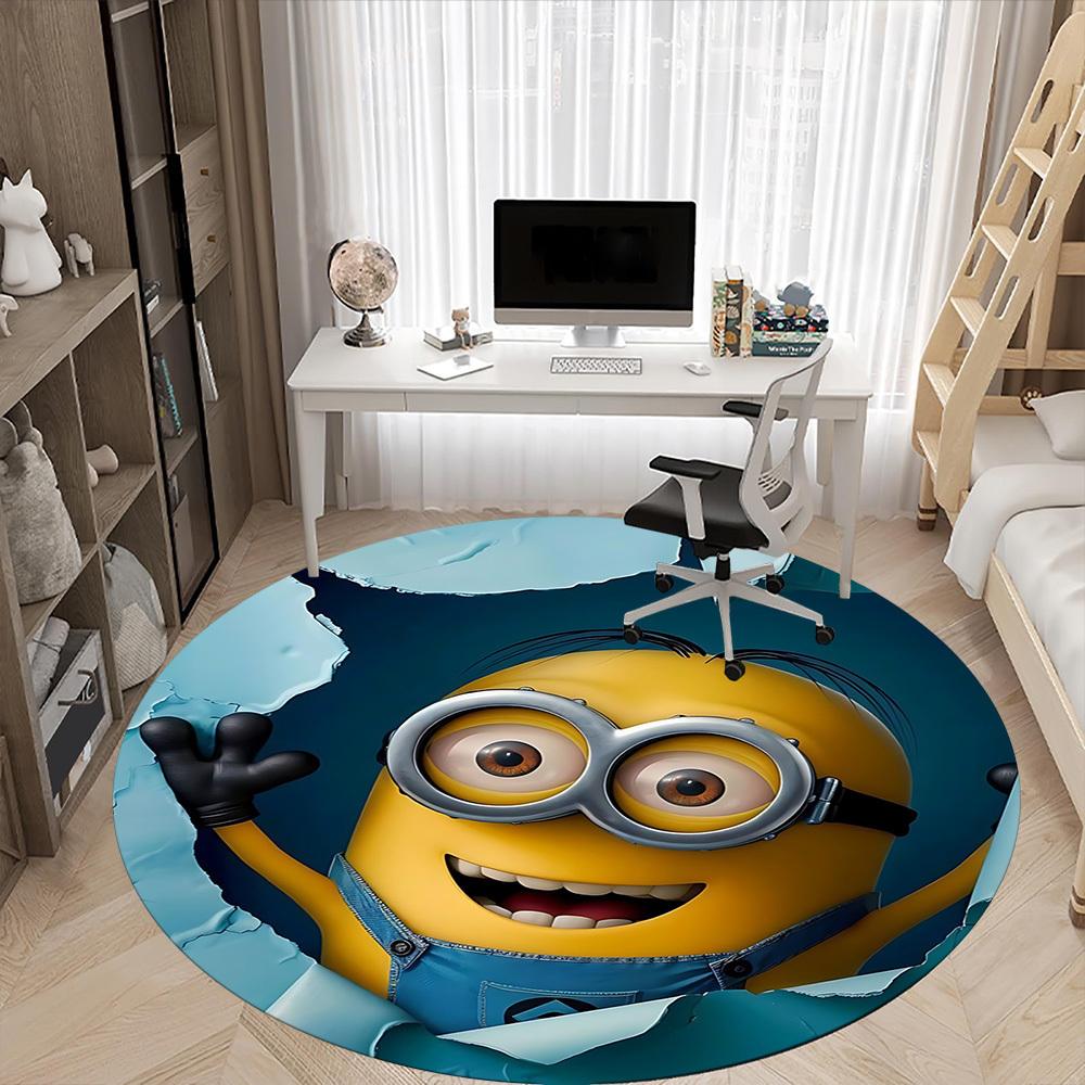 1pcMinion Office Round Area Rug, Indoor Mat Suitable For Office, Bedroom Living Room Home Decor, Room Deco,  Offic A0928110