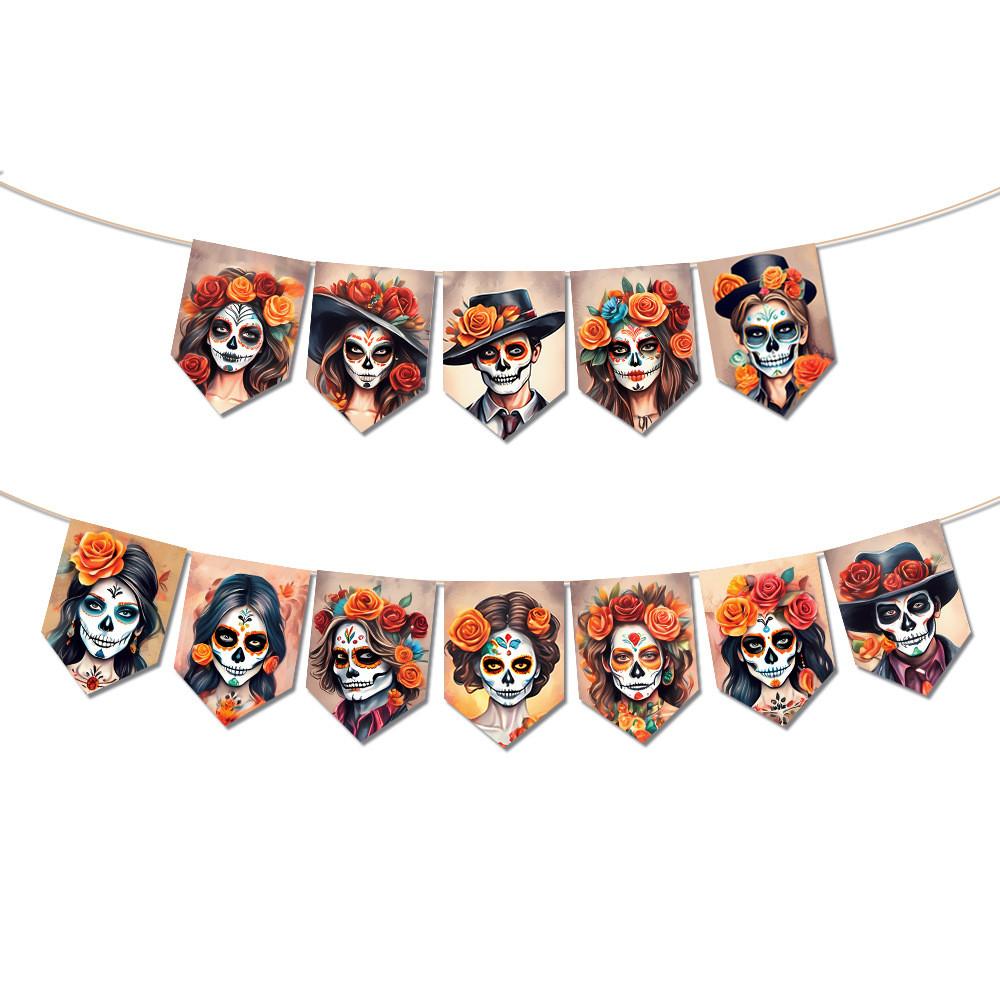 De Muertos Día Skeleton Banners For Venue Decoration Paper Party Supplies Props