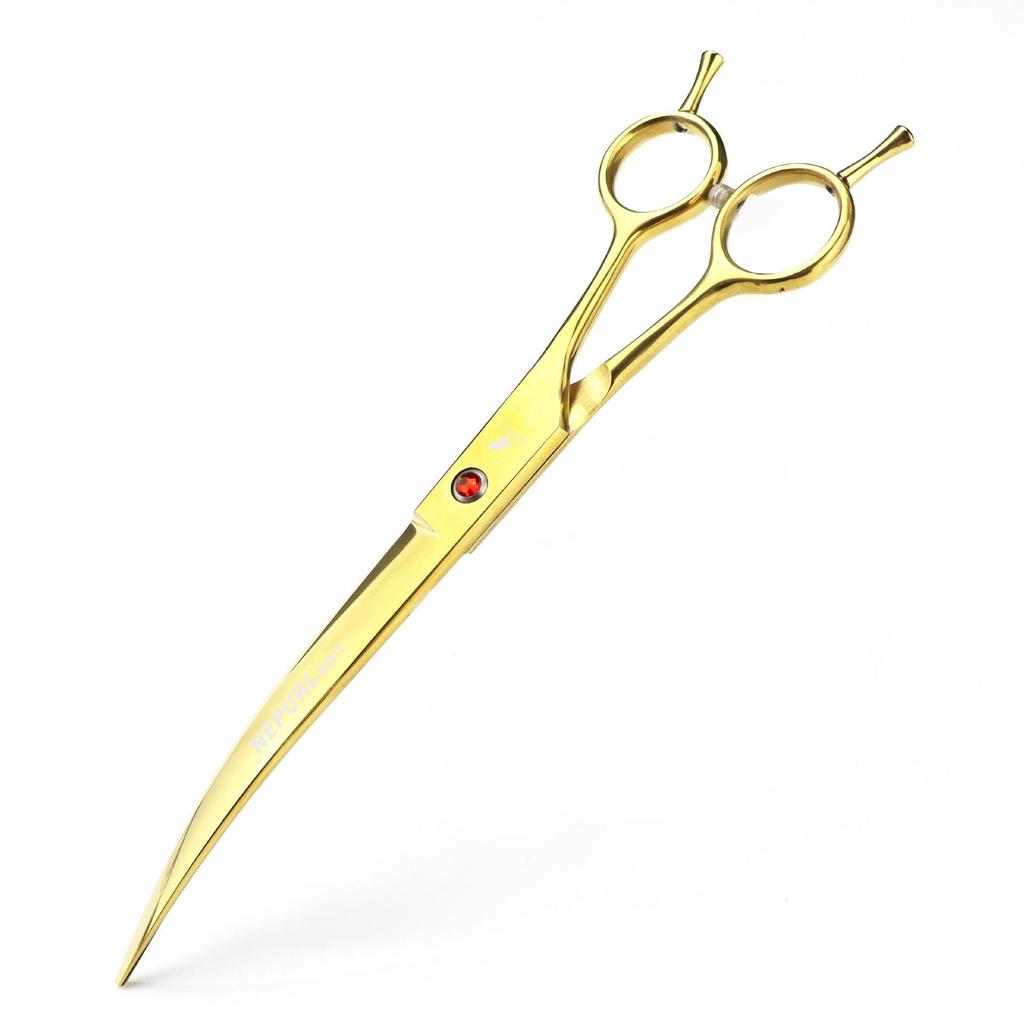 Napson Golden 8.0" Pet Grooming Scissors Set: 3-Piece Straight Shears & Comb