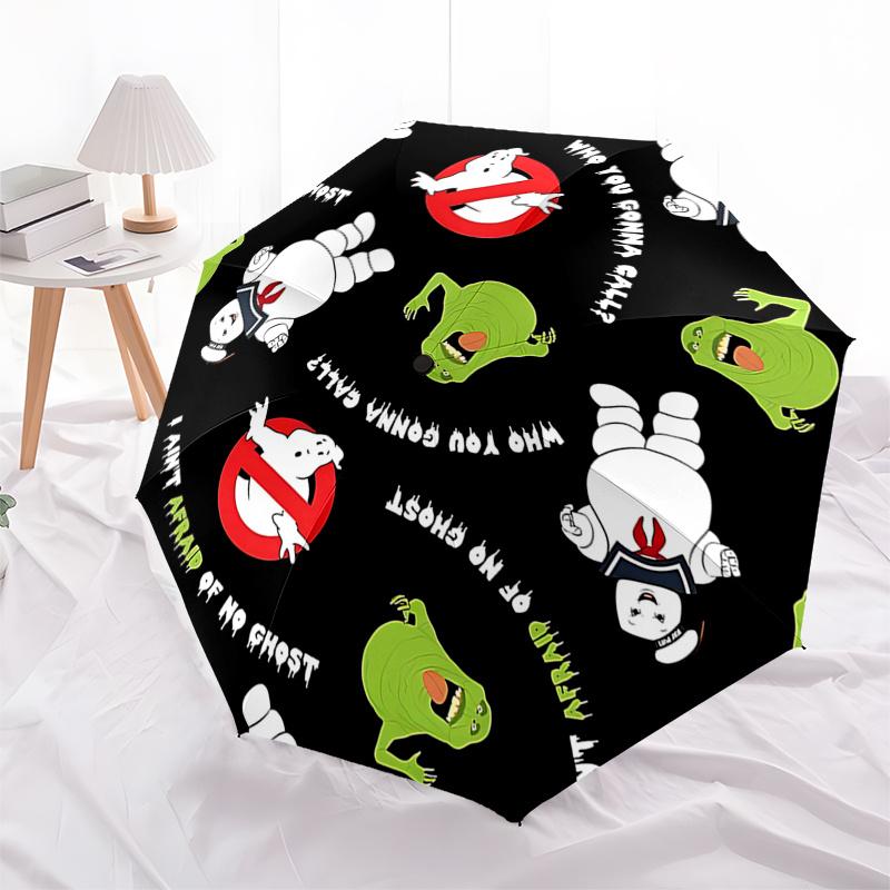 

Ghostbusters Inspired Automatic Opening Umbrella - Portable 3-Fold Design with 8-Bone Steel Frame, Perfect for Outdoor Use, Festive Gifts, T