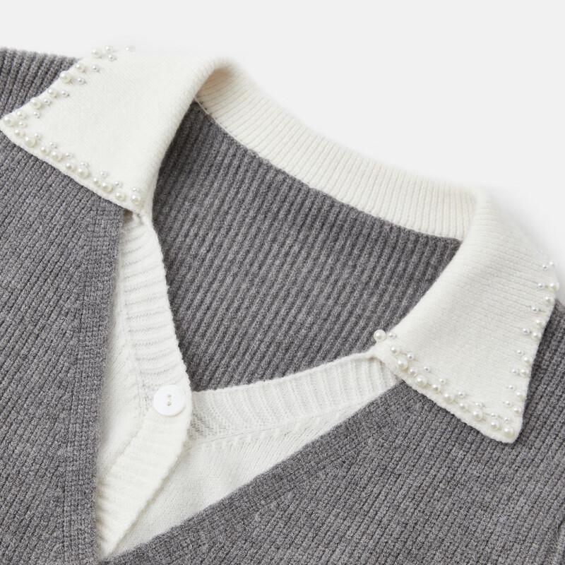 Qiushui Yiren Women's Faux Two-Piece Relaxed Knit Top