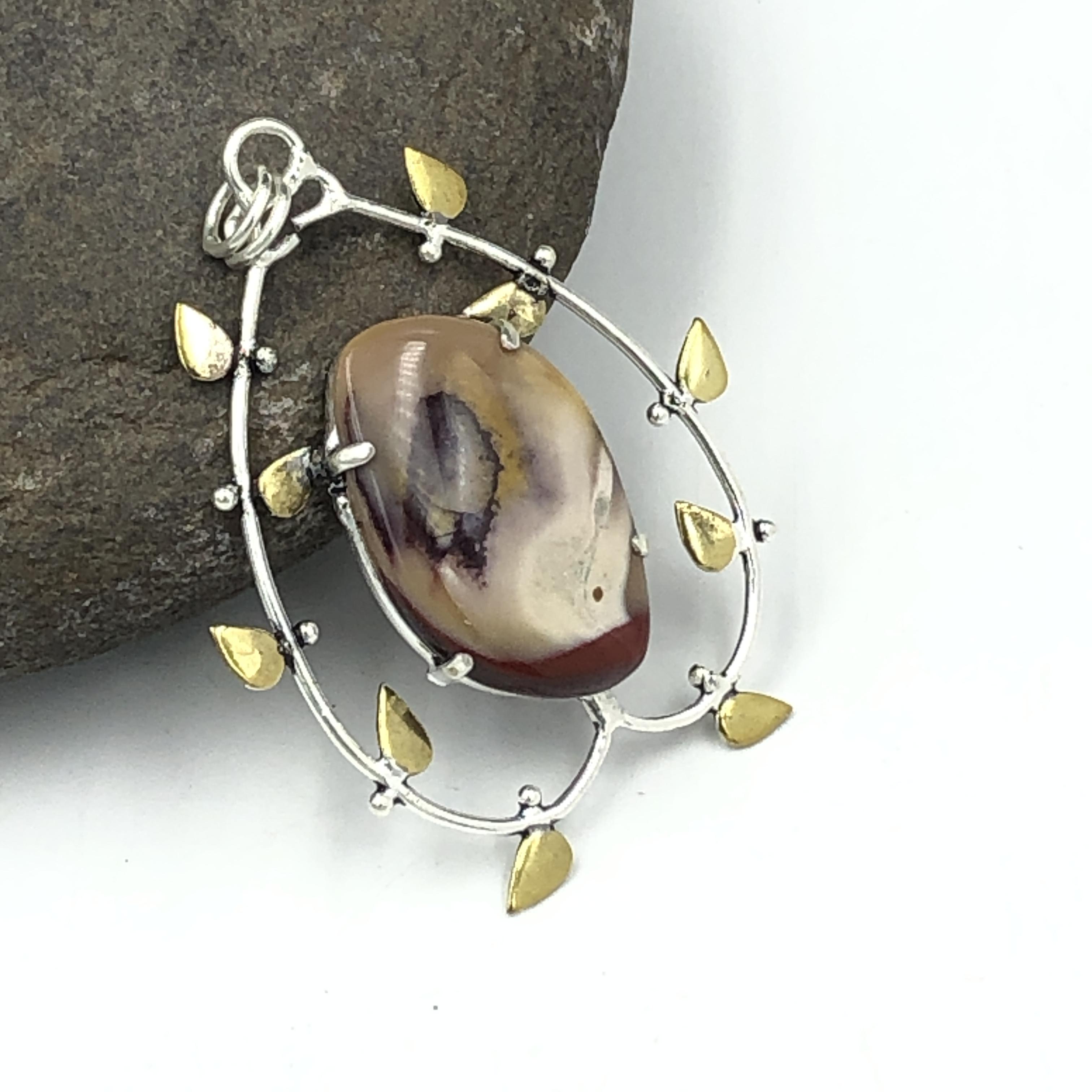 

Natural Mookaite Gemstone 925 Sterling Silver Jewelry Designer Pendant 2.1 AJP-60
