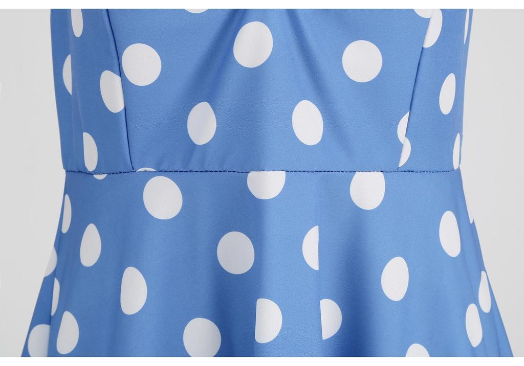 Polka Dot Retro 50s Hepburn Style Waist-Cinched Dress