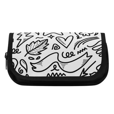 Pencil Bag Double Layer Tough 300D Polyester Metal Zipper with Dual Compartments for Pens Ruler Eraser Scissors for Everyday Study