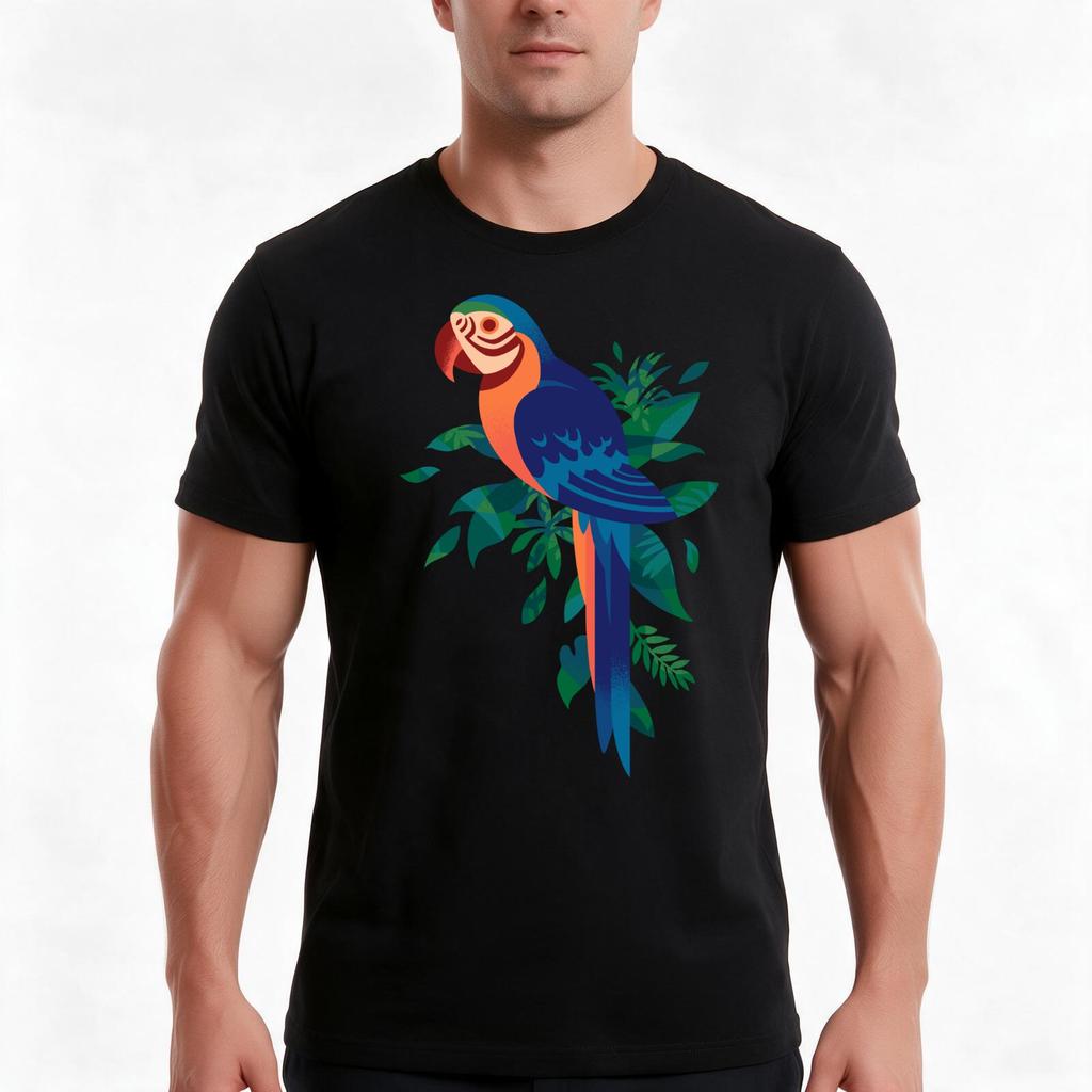 Macaw Silhouette TShirt Summer Casual Cotton Tee Oversized Streetwear Tops Vintage Graphic Print Loose Fit Short Sleeve