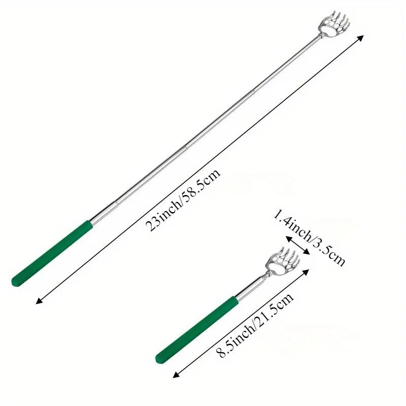 A single bear claw back scratcher, telescopic metal manual back scratcher with soft rubber handle, extendable claw design.