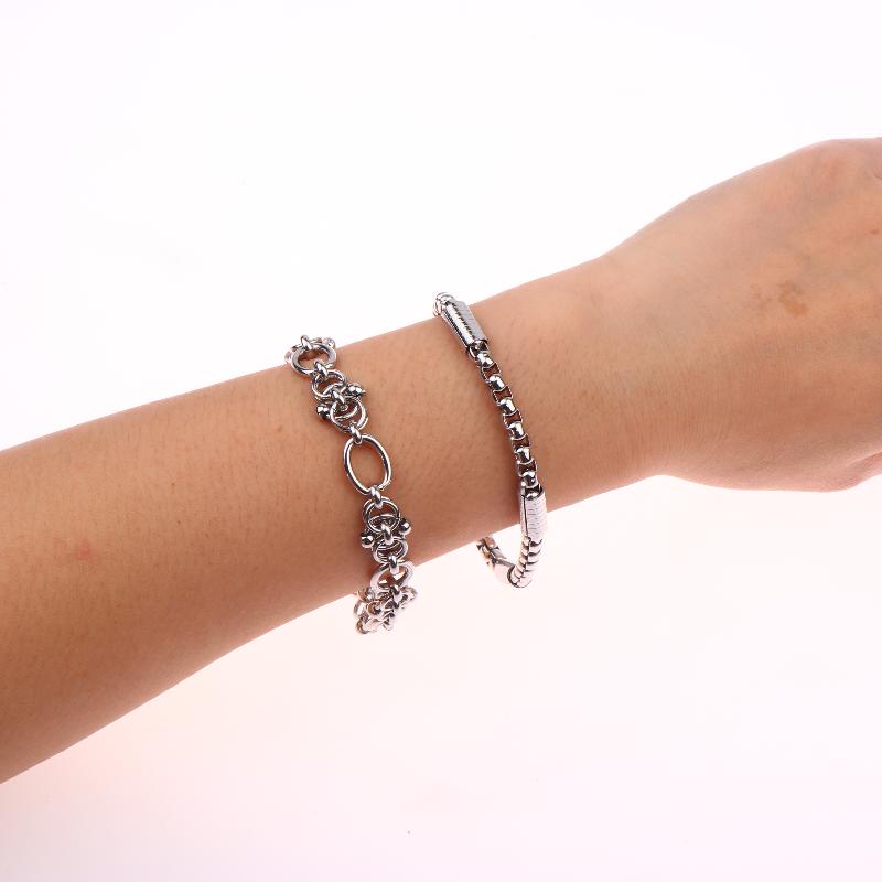 Hip Hop Design Stainless Steel Bracelet For Men Women Kpop Classic Simple Casual Jewelry Gift