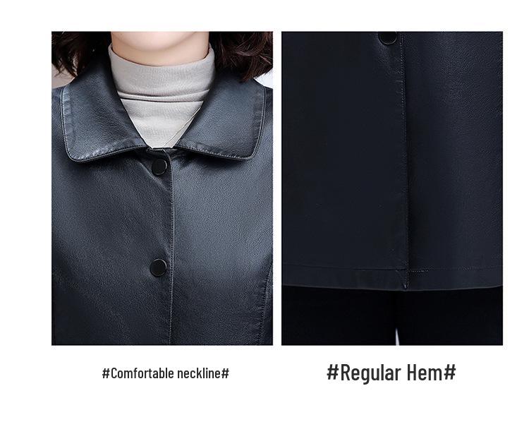 Trench-coat mi-long en cuir PU style coréen pour maman: Minceur, Haut de Gamme, Mode Décontractée pour le Printemps et l'Automne.